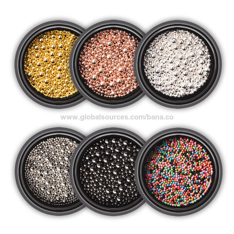 Metallic Caviar Beads for Nail Art Gold Assorted Sizes