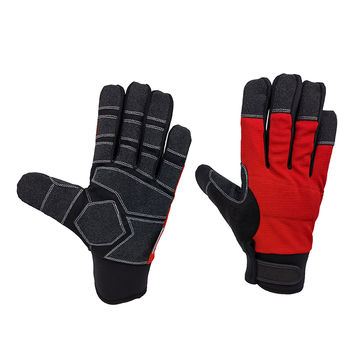 Work gloves Men Fingerless Mechanic Gloves Shock-Grip, Anti