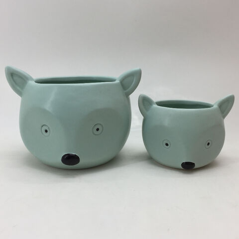 Lovely fox animal shape handicraft home docor ceramic flower cactus plant pot for sale at factory direct price