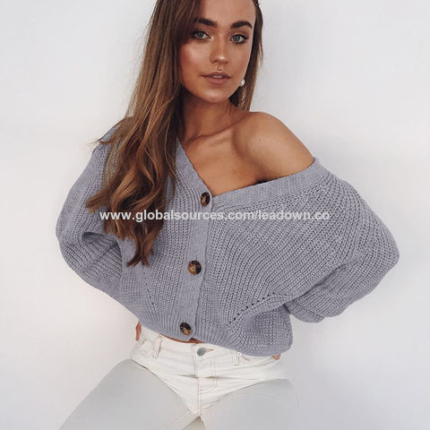 V Neck Women Cardigan Sweater 