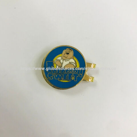 Clipe de chapéu de golfe personalizado em cor dourada, acabamento em esmalte duro com marcador de bola magnético - Fabricante direto