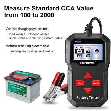 KONNWEI KW210 12V Car AGM GEL Lead Acid Battery Tester CCA100-2000 Charging Test 