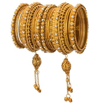 Efulgenz Boho Vintage Antique Gypsy Tribal Indian Oxidized Gold Plated Crystal Tassel Bracelets Bangle Set Jewelry