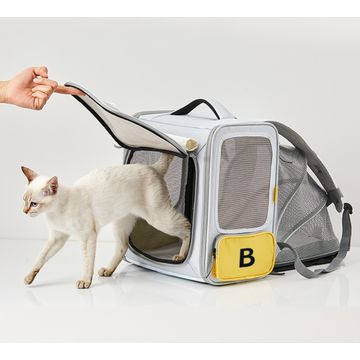 Cat Travel Bag Breathable Mesh Pet Carrier Bag Double Straps Cat Backpack  Carrier Folding Design for Cats and Puppies