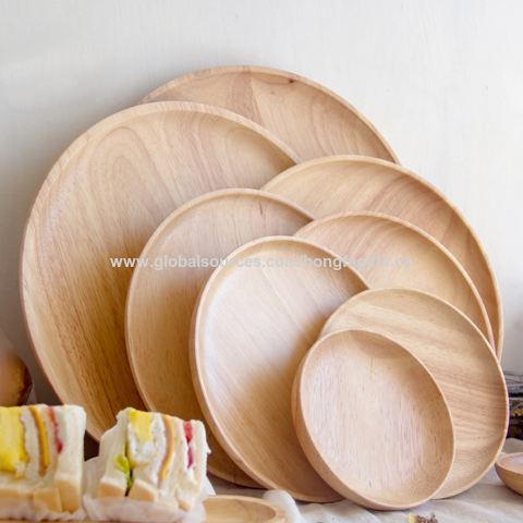 Different Size Wood Plate, Bamboo Food Serving Dinner Plate