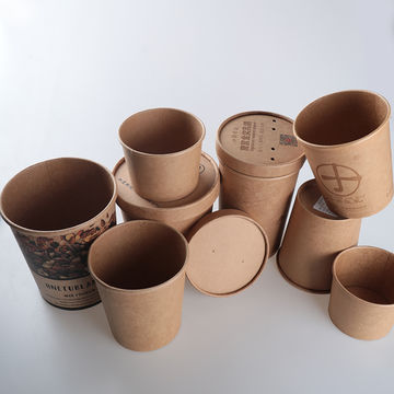 26oz 780ml Eco Friendly Brown Kraft Salad Paper Soup Bowl With Paper Lids