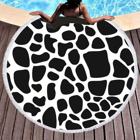 Toalha de praia personalizada com estampa de vaca, toalha de praia de formato especial com absorção de água