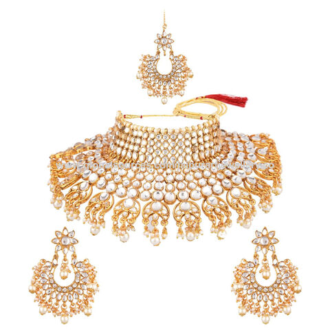 Indian Fashion Jewelry Wedding Bollywood  Bridal Kundan Necklace Earrings Sets 
