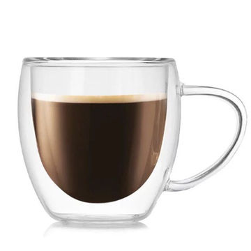 Tazas de café, taza de café de vidrio hueco de doble capa resistente al  calor, taza transparente, taza de té, taza de jugo, taza de cerveza, taza de  leche para el desayuno