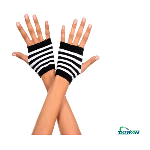Schwarz-weiß gestreifte Handschuhe for sale at factory direct price
