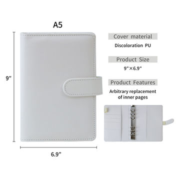 Promotion White Hardcover Custom Embossed Logo PU Leather Lined