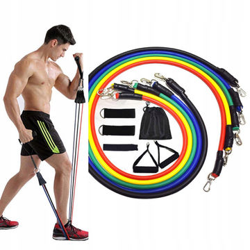 Multicolor Latex Resistance Exercise Bands with Door Anchor