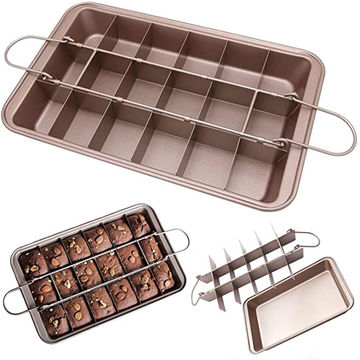 Non Stick Silicone Brownie Baking Pan With Handles - Steel Frame