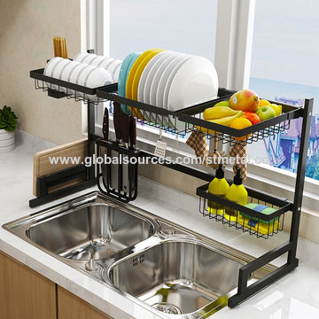 Wholesale Kitchen Multi-Function Over The Sink Removable Black Metal  Stainless Steel Dish Rack - China Dish Rack and Kitchen Rack price