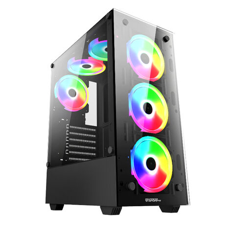 Novo gabinete de CPU de vidro para jogos, anime, personalizado, painel acrílico DIY com display LCD de temperatura do ventilador, à prova de poeira