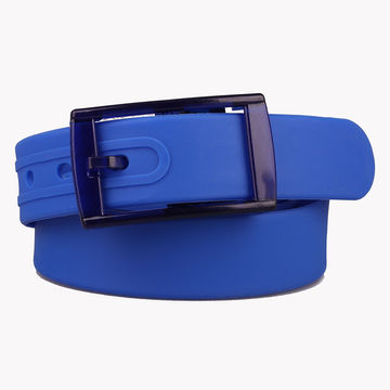 Men Plain Smooth Silicone Candy Color Rubber Jelly Belt Plastic Buckle Waistband