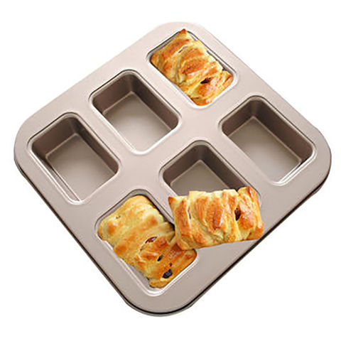Buy Wholesale China Golden Square 6-cup Mini Pound Financier Cake Bread Pan,  Household Baking Pan & Baking Pan at USD 2.19