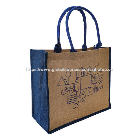 Precio de fábrica Personalizar bolsa de yute promocional ecológica, bolsa tote de algodón y lino, proveedor de bolsas de compras for sale at factory direct price