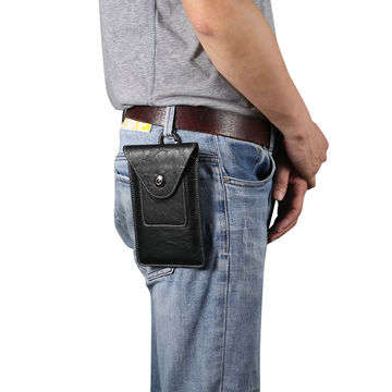 Dual Phone Pouch Waist Strap Leather Belt Clip Case Holster Bag