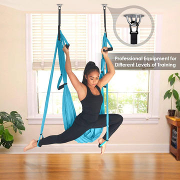 Aerial Yoga Flying Yoga Swing Set Yoga Hammock Sling Inversion Tool Aerial  Pilates Silk for Gym Home Fitness (with 2 Extensions Straps)