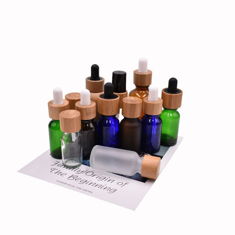 Frasco gotero cosmético de bambú y vidrio natural, 0.5oz 1oz 15ml 30ml - Envase gotero de bambú para cosméticos for sale at factory direct price