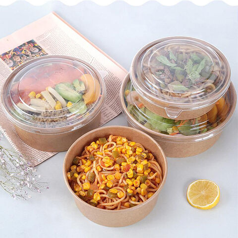 26oz Large Salad Paper Bowls with Lids Disposable Food Containers Hot or  Cold Dish to Go Packaging Great for Take Outs - China Eco Bowls, Round  Paper Bowl