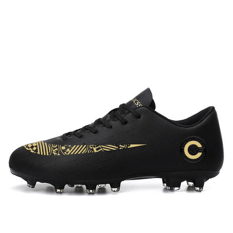 Black Gold Mens Soccer Shoes Teenagers Outdoor Grass Sneakers Cleats  Professional Football Boots Men Kids Futsal Football Shoes