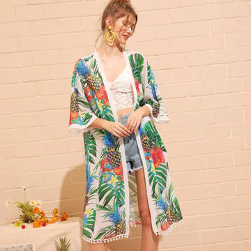 Buy Wholesale China Jungle Fruit Pattern Kimono Swim Cover-up For Bridesmaid Gift & Tropical Kimono at USD 3.22 | Global Sources