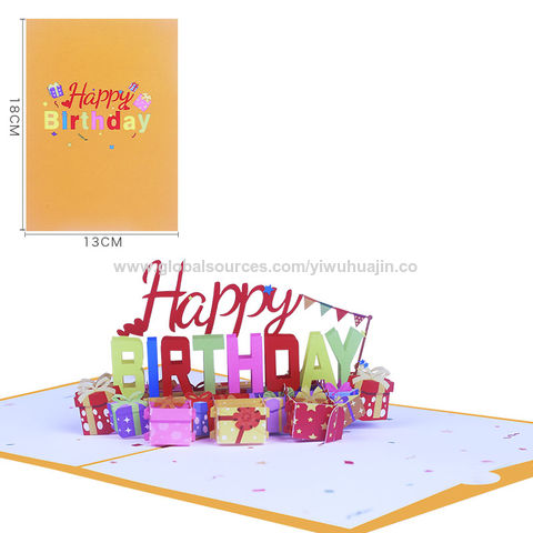 Carte 3D Pop-up Fete happy birthday en or