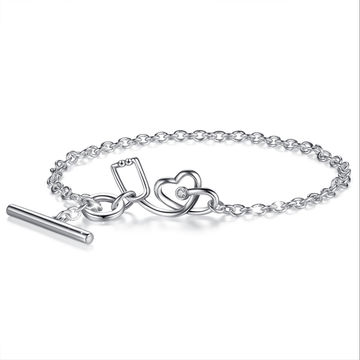 Wholesale Women's 925 Sterlingsilver Filled Love Heart Bracelet Chain ideal gift 