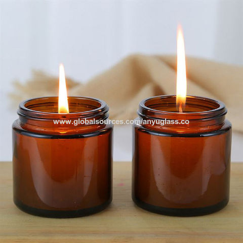 Wholesale Luxury Custom Empty Amber Glass Candle Vessels Holders
