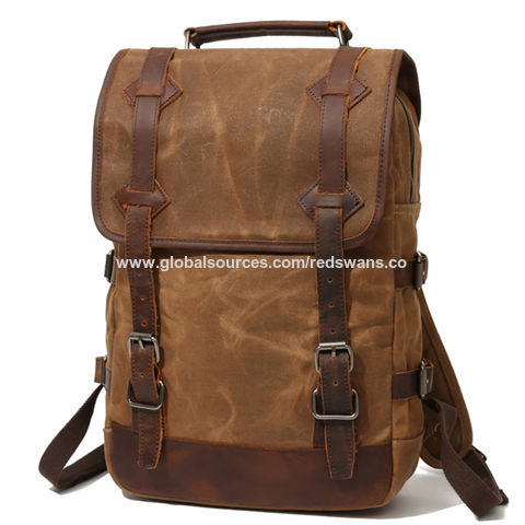 New Casual Canvas Leather Backpack Rucksack Travel Satchel Shoulder School Bag 