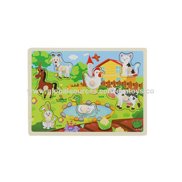 Buy Wholesale China Customize Educational Kids Wooden Farm Animals Puzzle  With Knob W14m243 & Wooden Farm Animals Puzzle at USD  | Global Sources