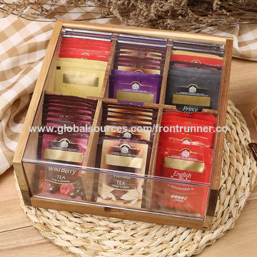 Solid Wood Tea Bag Organizer Storage 6 Compartments Chest Box With Acrylic Transpa Lid Wooden China On Globalsources Com Solid Wood Tea Bag Organizer Storage 6, Best Tea Bag Storage
