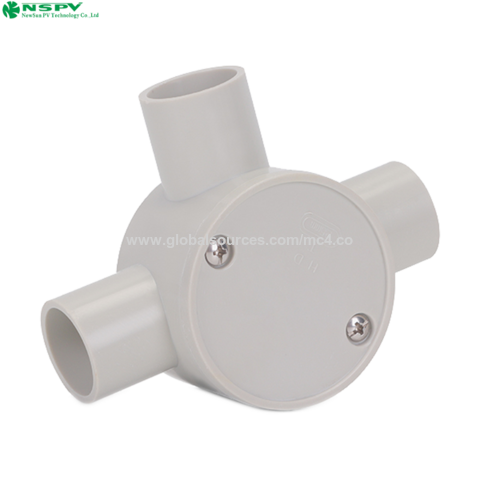 Caixa de junção circular de PVC, modelo rasa com 3 entradas, tamanho 20mm/25mm - Ideal para instalações elétricas for sale at factory direct price