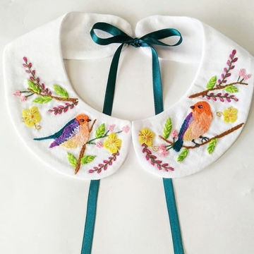 embroidered collars for dresses Detachable White Lace Collar Cotton False Floral Embroidered Collars Vintage Hollow Out Lace Applique Edge Neckline Trim Choker for Women Dresses