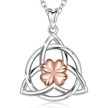 New Stainless Steel Necklaces Zircon Shell Four-leaf Clover Double Layer Pendant  Necklace for Women Fashion Party Jewelry Gifts