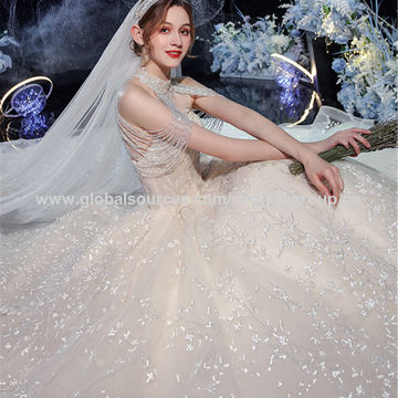 Hvl040 Fantasy Hot Gold Star Sky Bride Champagne Wedding Veil - China Veil  and Wedding Veil price