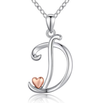 Alphabet Initial Pendant Sterling Silver 925 Rhodium Plated Jewelry Letter D 