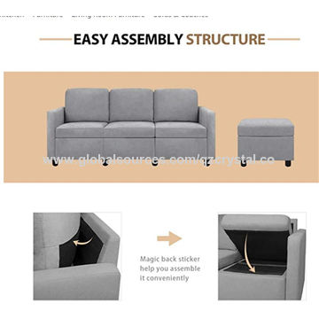 Fabric Sofa Recliner, Soft Linen Sleeper Sofa Set