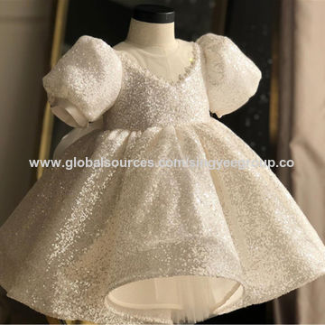 Children's princess dress white sequin ...