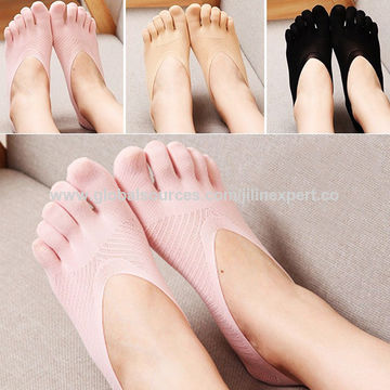 Generic Women Non-slip Silicone Short Sports Toe Mesh Breathable Five Fingers Socks