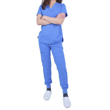 Womens Scrubs Set Doctor Nurse Uniform Hospital Pharmacy Workwear Medical Suit