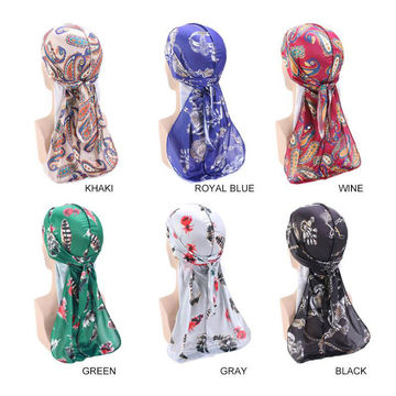 Silk Durags for Men Printed Do Rag with Long Tail Durag Hip Hop