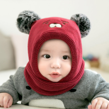 Unisex Cotton Hat Scarf Set Winter Warm Boys Girls Infant Kids Hats Scarves Caps 