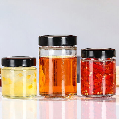 Kaufen Sie China Großhandels-Glas Glas Gläser Mit Schwarzem Deckel Großhandel Glasflaschen Für Marmelade Salz Gläser Und Flaschen Einmach Glas und Glas Gläser zu einem Preis von $0.23 USD