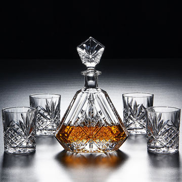 Crafted Glass Decanter and Whisky Glasses Set Elegant Whiskey Decanter ...