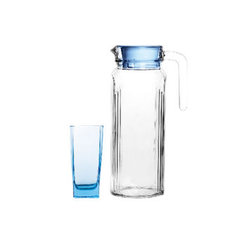 Heat Resistant Glass Water Pitcher with Auto Open Stainless Steel