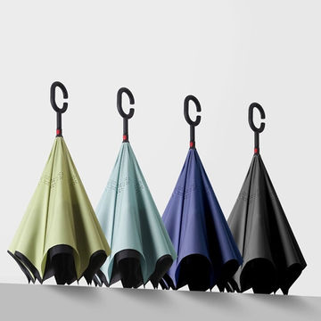 Double Layer Inverted Umbrellas with Geometric Catfish Silhouette Print Reverse Folding Umbrella for Car