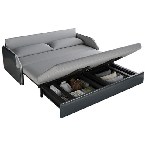 Folding Sofa Bed Furniture With Storage, Leather Futon Couch With Storage